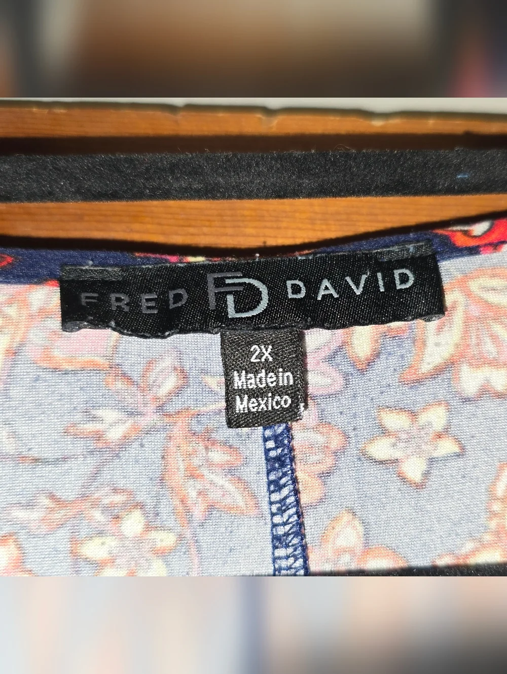 Fred David Navy Midi Dress with Red Floral Print - Picture 3 of 4